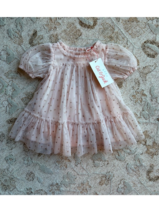 Cat & Jack Other - Cat & Jack Pink Star Tulle Ruffled Puff-Sleeve Dress